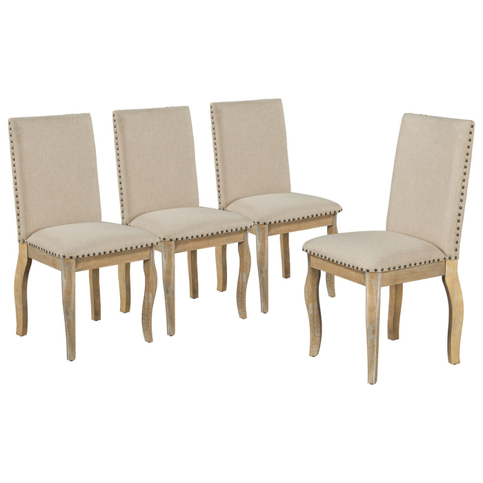 Round Extendable Dining Table Set With 4 Upholstered Chairs