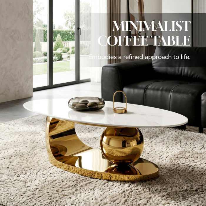 Oval Coffee Table With Geometric Precision