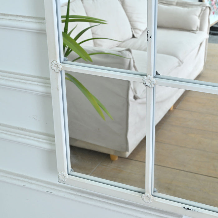 Handmade Arched Mirror, Windows Design For Entryway - White