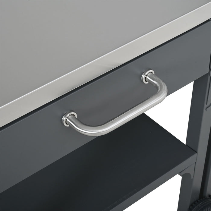 Foldable Outdoor Kitchen Cart With Storage For Patio