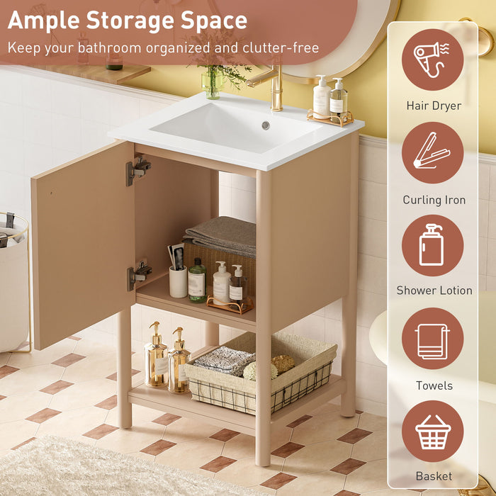 Bathroom Vanity With Sink, Freestanding Single Cabinet Set - Cream White