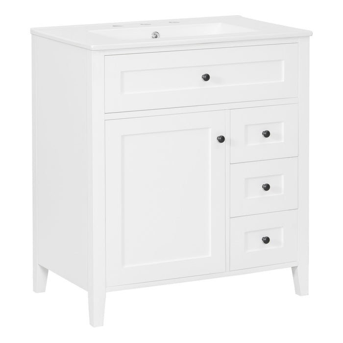 Bathroom Vanity With Sink, 3 Drawers And Adjustable Shelf