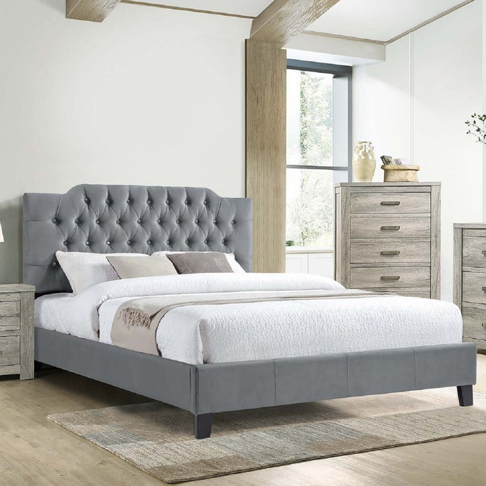 Modern Bed Frame With Tufted Upholstered Headboard