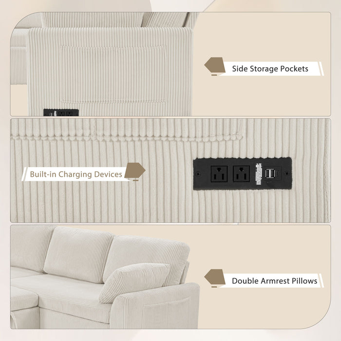 Convertible U-Shaped Sectional Sofa Bed With Reversible Chaise