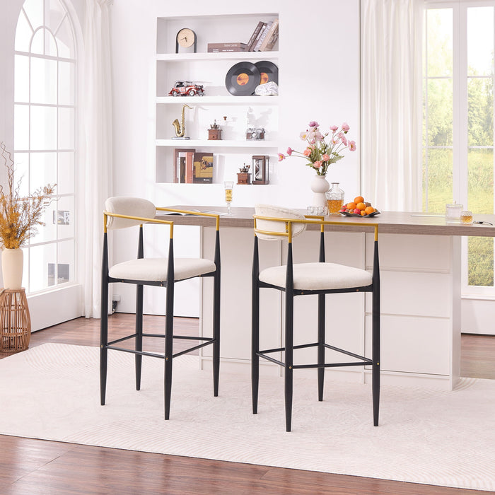 Upholstered Bar Stool With Ergonomic Design (Set of 2)