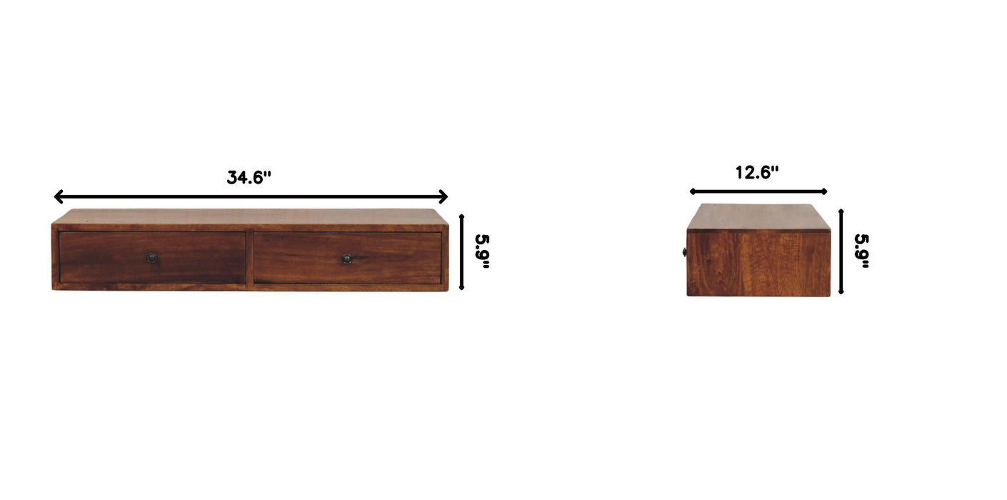 Lunar - 2 Drawer Wall Mounted Console - Brown