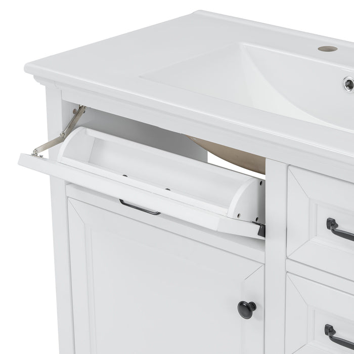 36" Bathroom Vanity With Sink, 2 Tip Out Drawers, Soft Close Hinges