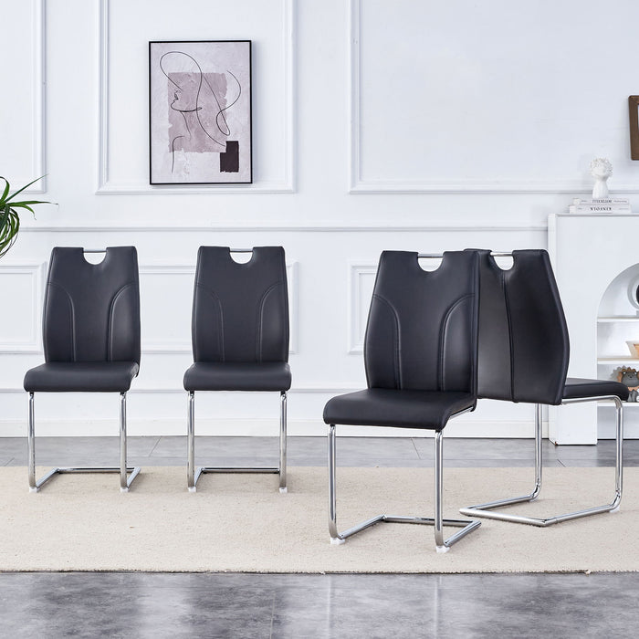 Light Luxury Bow Shaped Chairs With Electroplated Metal Legs, Sun And Stain Resistant, Dining Room And Living Room Set - Black