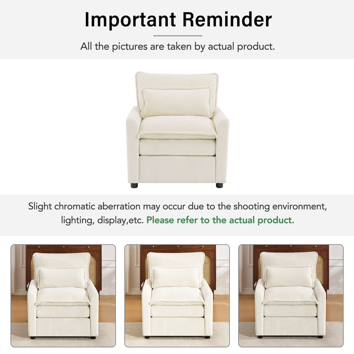 Modern Single Seat Accent Chair With Side Storage Pockets