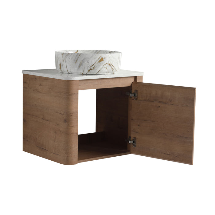 Wall Mounted Bathroom Vanity With Art Sink, 1 Soft Close Door