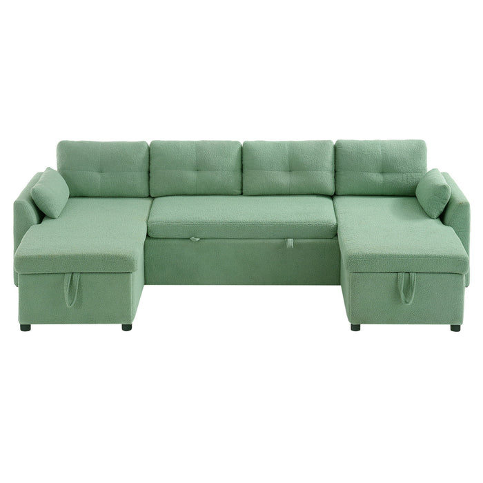 U-Shaped Sectional Sofa Bed With Storage And USB Ports