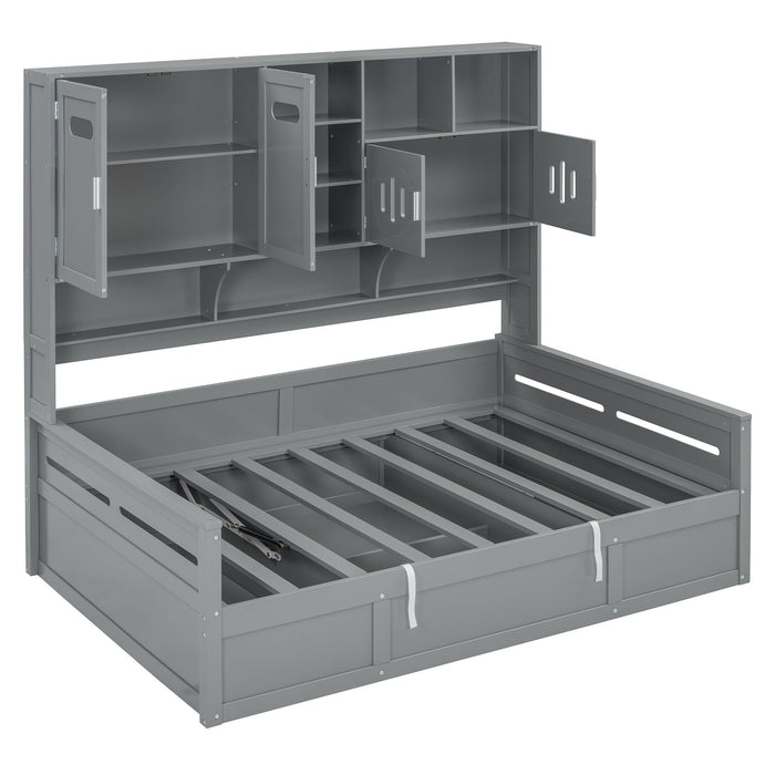 Daybed With All-In-One Cabinet And Shelf