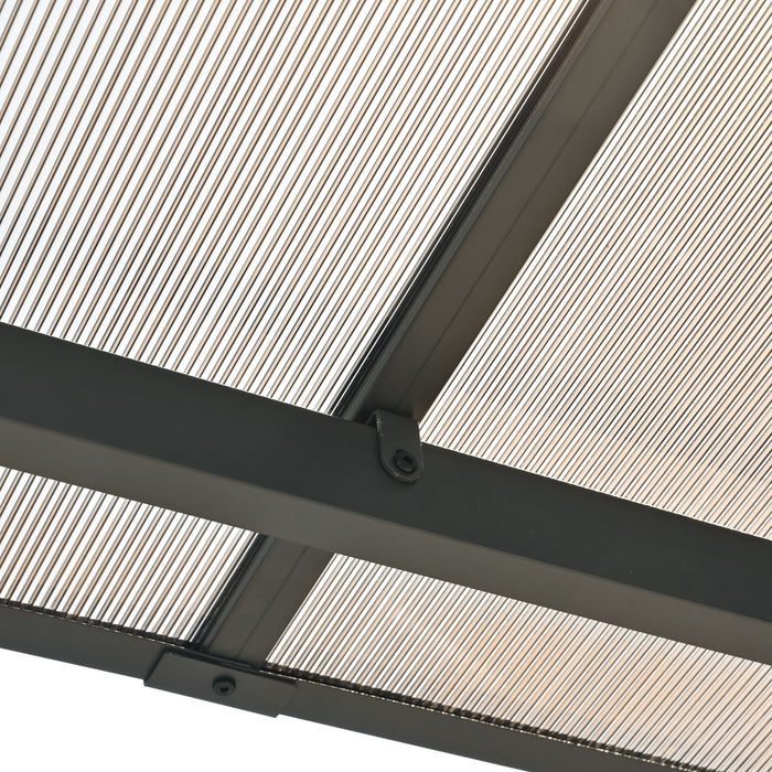 Outdoor Wall Mounted Gazebo With Sloped Roof Design, Uv Protection, And Durable Iron Frame - Gray