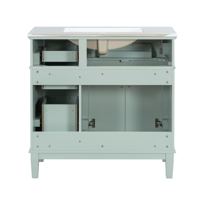 Modern Bathroom Vanity With Ceramic Sink, Soft Close Storage Cabinet