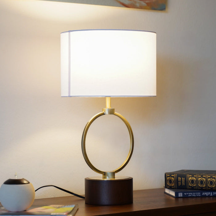 Bedroom Table Lamp With Circular Design - White