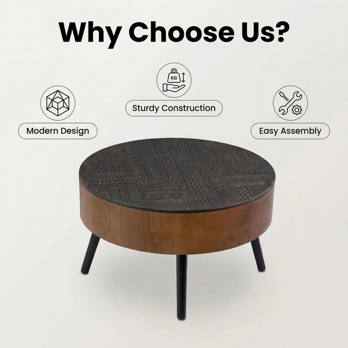 Round Coffee Table With Storage Function For Living Rooms