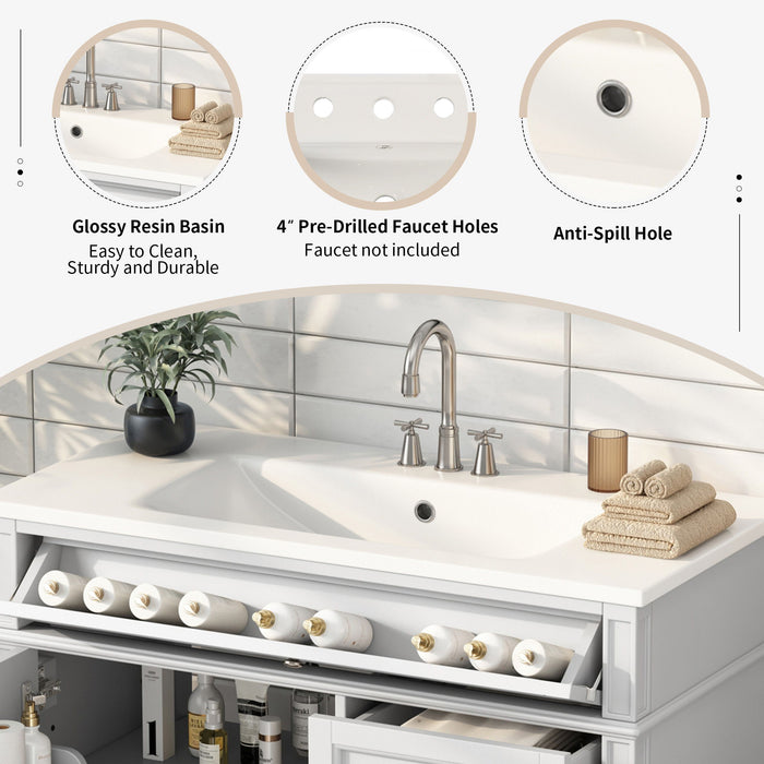 Bathroom Vanity & Top Sink, Modern Bathroom Storage Cabinet With 2 Drawers And A Tip-Out Drawer