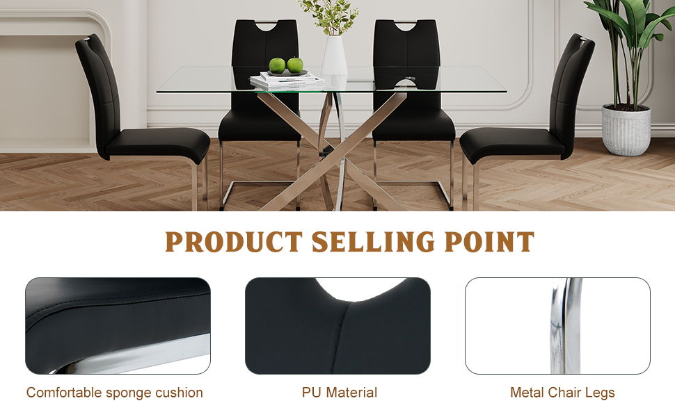 Modern Dining Chairs With Padded Seat And Metal Legs