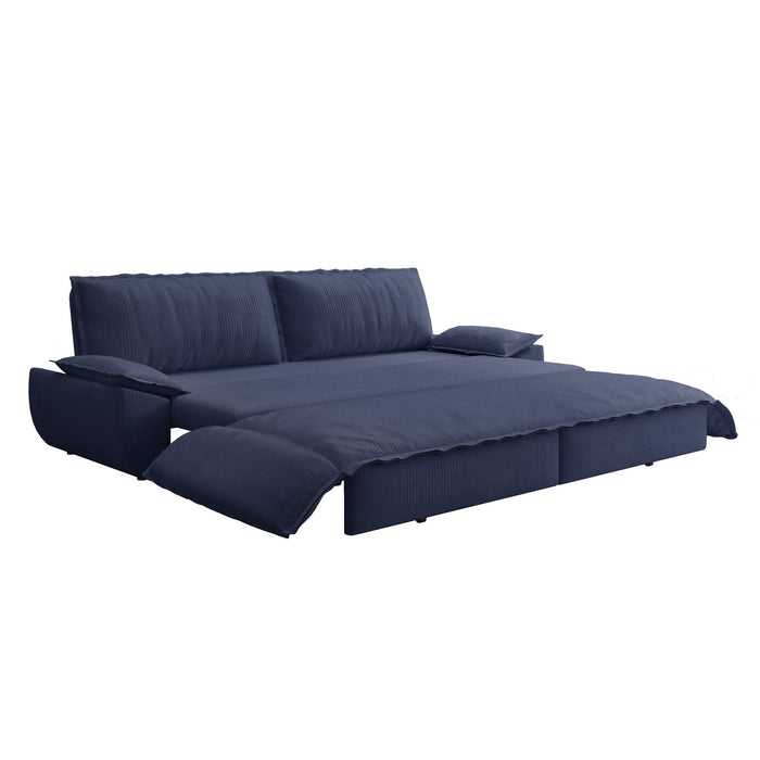 Queen Pull Out 3 In 1 Convertible Sleeper Sofa Bed - Blue