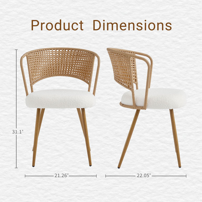 Dining Chairs With Wing Back Design For Kitchen (Set of 2) - Beige / Brown