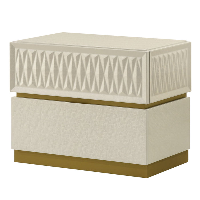 Stanley - 2 Drawer Nightstand With Crocodile Texture - Gray