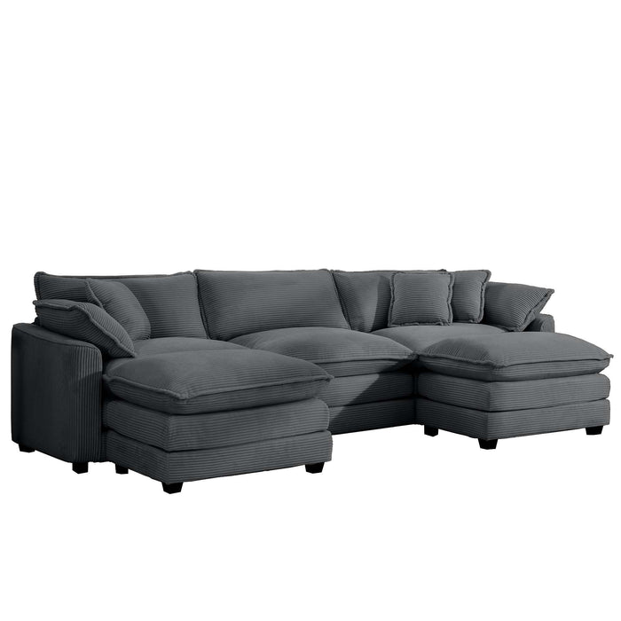 Modular Oversized Cushion Sofa With Ottoman, Low Back, Deep Seating Sofa Set