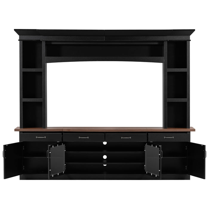 Extra Long TV Stand With 7 Color LED Lights, Adjustable Shelves & Storage Cabinets