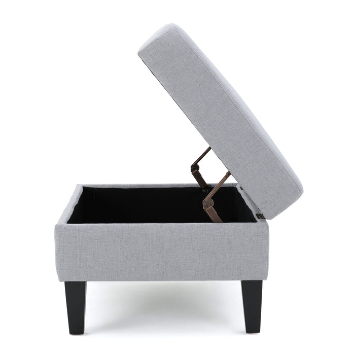 Storage Ottoman With Birch Wood Legs And Cushioned Top For Comfort