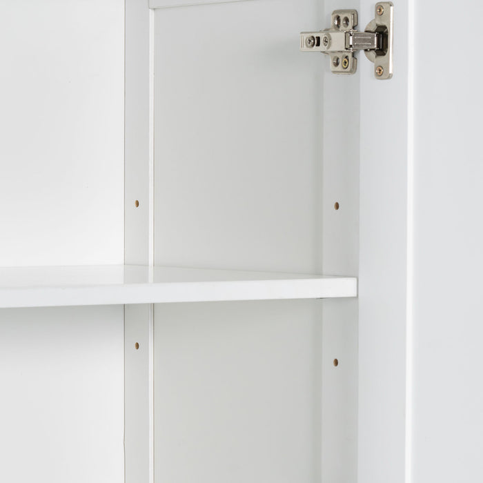Tall Bathroom Cabinet With Tilt-Out Laundry Basket And Upper Storage