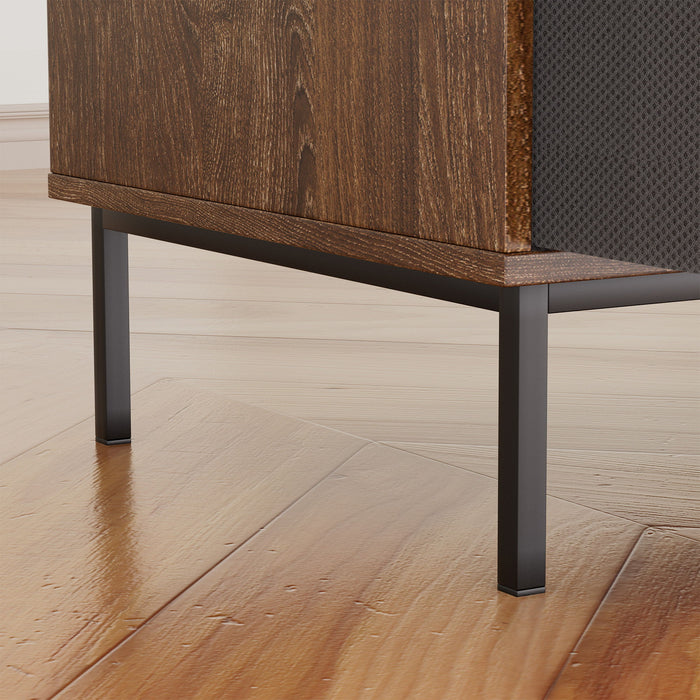 Grain Record Player Stand, Media Console With Speaker Shelf & 2 Drawers