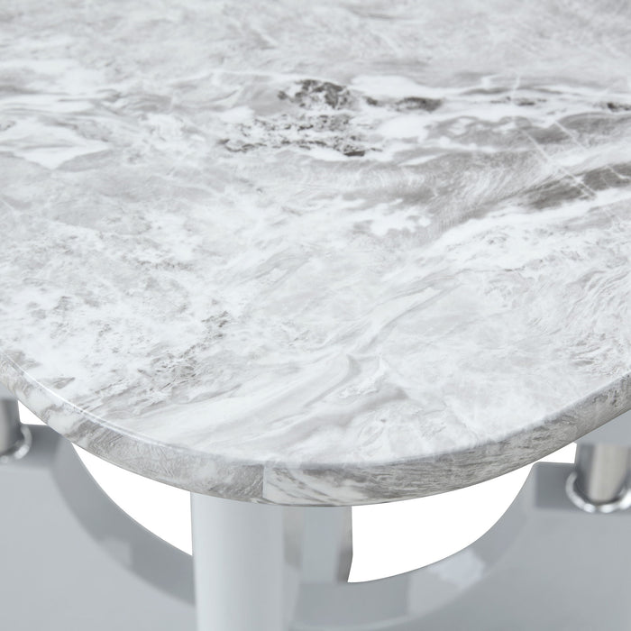 Modern Dining Table With Sleek Hollow-Out Frame And Accents