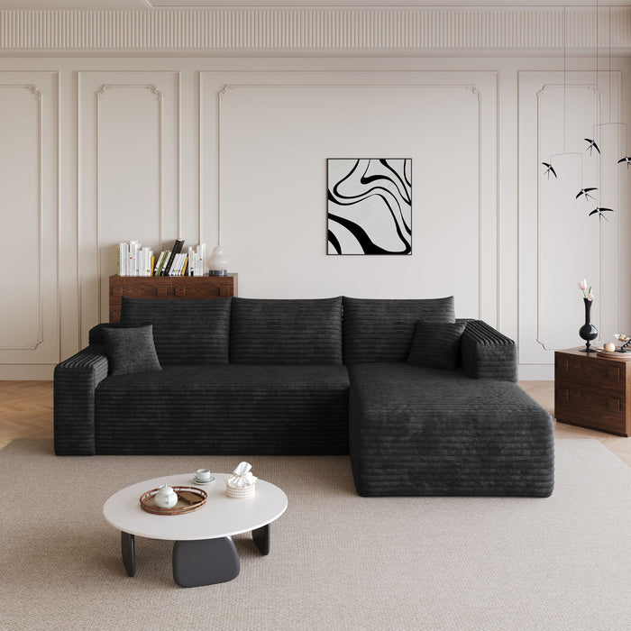 Cloud Sectional Sofa, Comfort U-Shaped Sofa For Living Room - Black