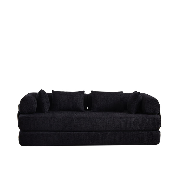 Convertible Sleeper Sofa Bed With Cylindrical Pillow