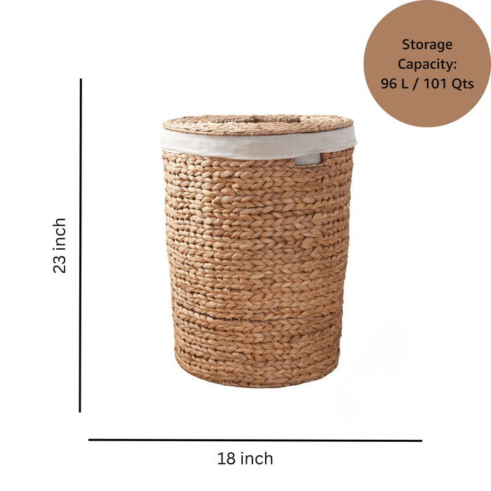 Round Laundry Hamper With Lid - Light Brown