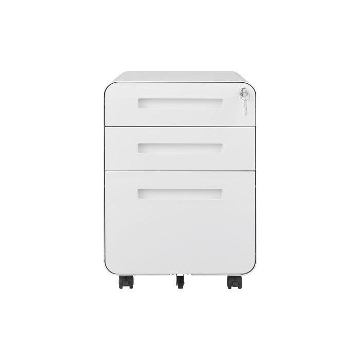 3 Drawer Mobile File Cabinet Under Desk Office, Simple Style Versatile Storage Cabinet For Legal / Letter / A4 Files, 5 Wheel Design Anti-Tilting Cold Rolled Steel Waterproof Moisture-Proof