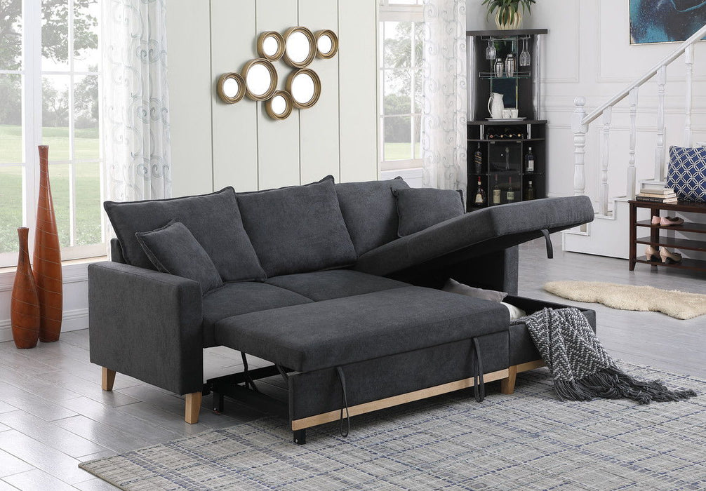 Colton - Reversible Sleeper Sectional Sofa With Storage Chaise - Dark Gray