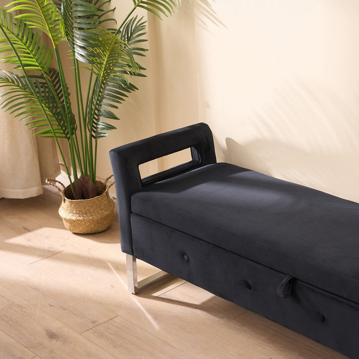 Wide Storage Soft Ottoman Bench With Armrests