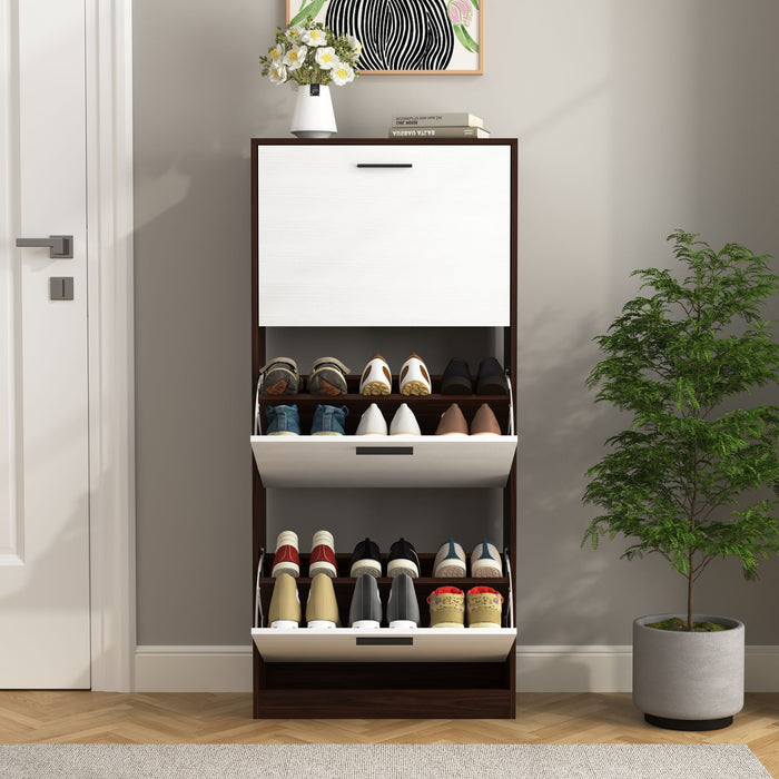 Modern Freestanding Shoe Storage Cabinet With 3 Flip Drawers
