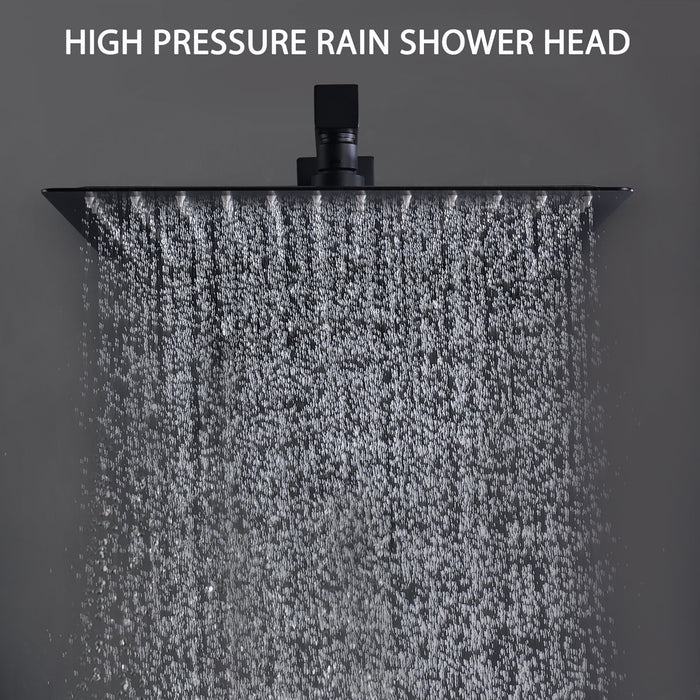 12" Ceiling Mount Shower System With Rain Mixer And Handheld Shower