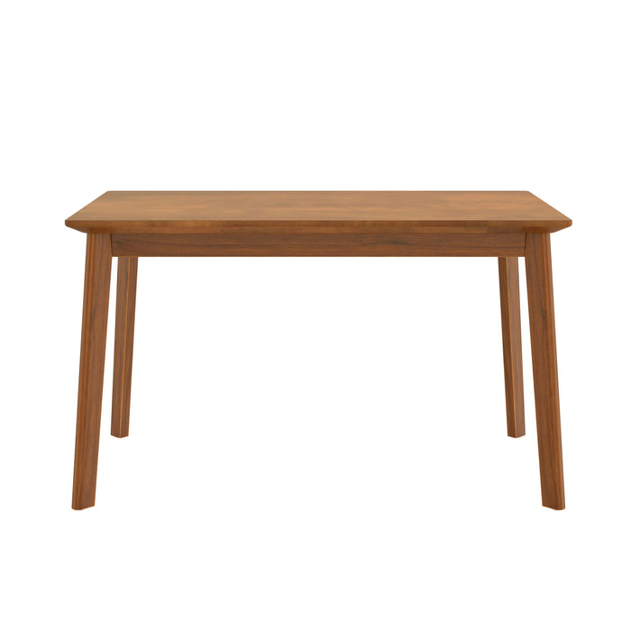 5 Pieces Rectangle Wooden Dining Table Set, Mid Century Modern Kitchen Table And 4 Upholstered Chairs For Home, Saving Space - Brown / Gray