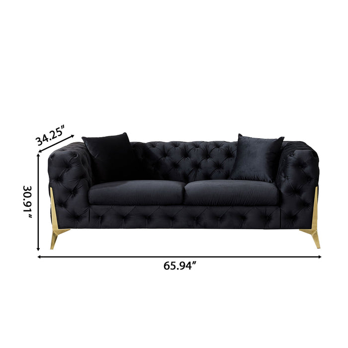 Loveseat With Diamond Button Tufting, Matching Throw Pillows