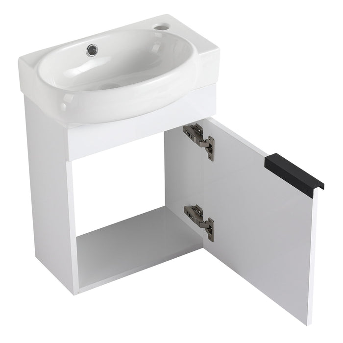 Soft Close Doors Bathroom Vanity With Sink, Compact Wall Mounted Design Basin