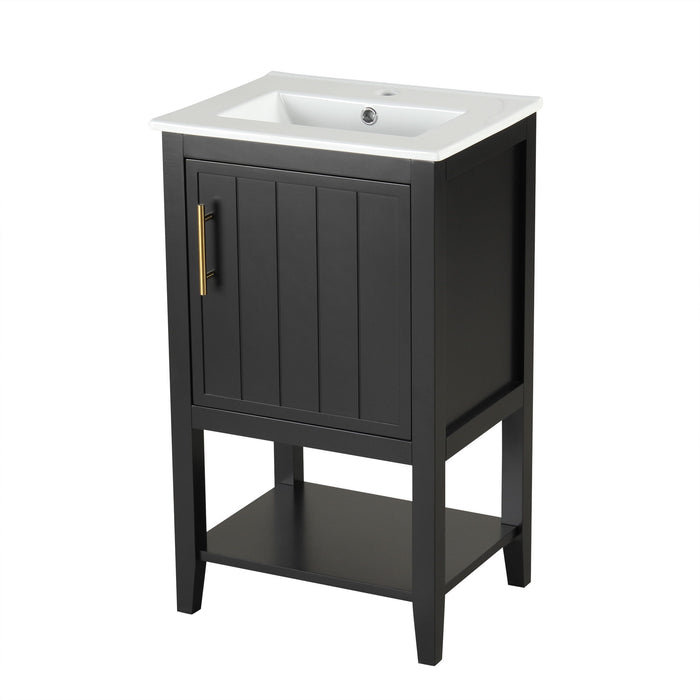 Modern Bathroom Vanity With Sink, Soft-Closing Door And Open Shelf