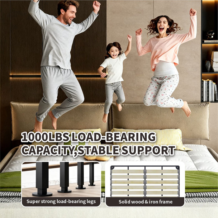 Cloud Bed Frame With Oversized Padded Movable Headboard