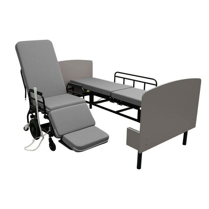 Dual Motor 3 In 1 Electric Nursing Bed Convertible To Wheelchair & Stretcher - Gray