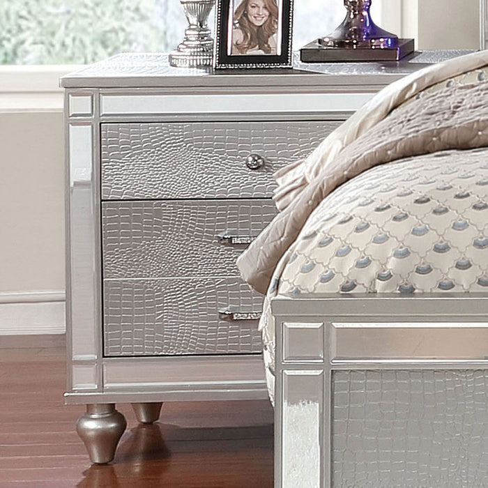 Contemporary Nightstand With Crocodile Textured Trim