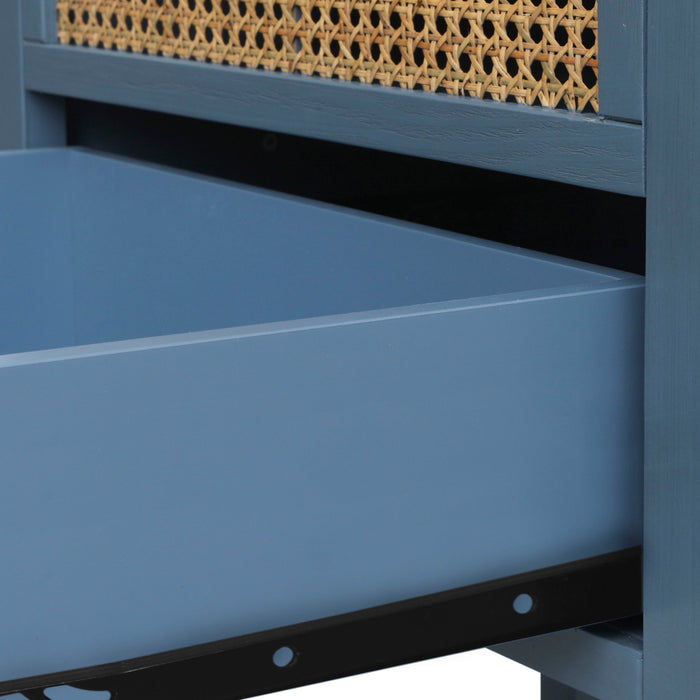 2 Drawer Side Table, Natural Rattan