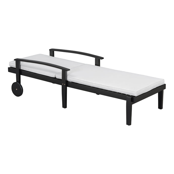 Jason - Black Chaise Lounge Adjustable Acacia Wood Outdoor Furniture