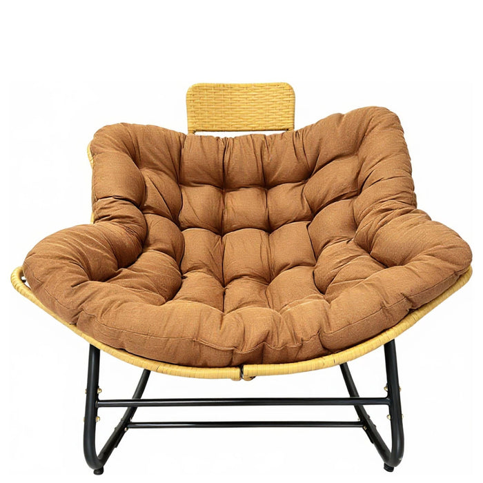 Oversized Papasan Rocking Chair Outdoor With Thick Cushion