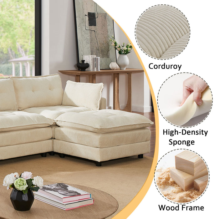 Oversized Modular Sectional Sofa With Multi Functional Console